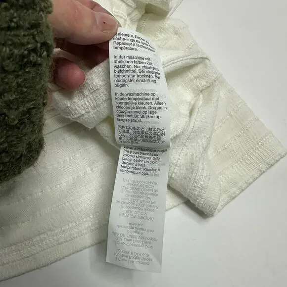 Madewell Cream Textured Cropped V-Neck Tee Size M - Picture 9 of 10